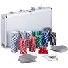 Image de Relaxdays Mallette de poker 300 Laser Pokerchips 2 jeux de cartes 5 dés Dealer Button Set Fun