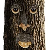 Image de Relaxdays « Visage d'arbre » Esprit de la nature, lot de 4, décoration en forme de tronc d'arbre, résistante aux intempéries, décoration d'arbre à suspendre, décoration de jardin, marron/beige