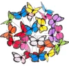 Image de Relaxdays Décoration de jardin Papillon, lot de 36, décoration pour jardinières, piques pour pots, décoration d'extérieur, tiges métalliques, PVC, multicolore