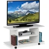 Image de Meuble TV Relaxdays à roulettes, 4 étagères ouvertes, table basse mobile, pour appareils électroniques, CD, DVD, HBT 40 x 80 x 40 cm, blanc