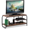 Image de Relaxdays - Meuble Tv, Design Industriel, Etage Receiver, Rangement Pour Cds Et Dvds, Buffet Tv Hxlxp 43x90x35cm,brun/noir