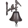 Image de Clochette Portière Fonte Motif Oiseau Cloche Antique Sonnette Murale Résistant Température Brun Corde - Relaxdays