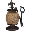Image de Bobine De Ficelle Avec Ciseaux, Distributeur De Fil, Porte-ficelle En Fonte, Décoration Jardin, Marron Foncé - Relaxdays