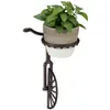 Image de Support Pot De Fleurs Mural Roue, Fonte, Décoration Extérieur, Résistant Aux Intempéries, Ø 13 Cm, Brun Foncé - Relaxdays
