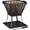 Image de Relaxdays - Panier À Feu Xl Avec Tisonnier, Brasero De Jardin Et Terrasse Avec Emplacement Bûches, 56x56,5x45 Cm, Noir