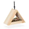 Image de Mangeoire À Oiseaux, Bois, Maison, Nichoir À Suspendre, Mésanges, Triangulaire, Hxlxp : 16x23,5x12cm, Nature - Relaxdays