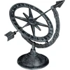 Image de Relaxdays Cadran solaire de jardin, fonte, cadran solaire au design antique, résistant aux intempéries, décoration de jardin, H x l x P : 27 x 26 x 18 cm, gris