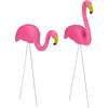 Image de Lot De 2 Flamants Roses, Déco De Jardin Adorable, Charme Tropical, Plastique, Métal, Statues À 2 Tailles, Rose - Relaxdays