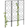 Image de Treillis De Jardin, Métal, Lot De 3, À Planter, Support Pour Plantes Grimpantes, 122x31 Cm, Jardin, Noir - Relaxdays