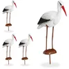 Image de Statue De Jardin Cigogne, Lot De 4, Figurine De Décoration, Protection Héron, Naissance, 80 X 22 X 64 Cm, Blanc/rouge