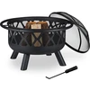 Image de Brasero Relaxdays avec pare-étincelles, pour jardin et terrasse, avec tisonnier, foyer d'extérieur, en acier, Ø 75 cm, noir