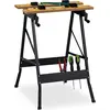 Image de Établi pliable Relaxdays, jusqu'à 100 kg, plateau réglable, 4 mâchoires de serrage, dimensions H x L x P : 75,5 x 56 x 62 cm, naturel/noir