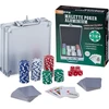 Image de Mallette de poker Relaxdays, 100 jetons de poker sans valeur, 2 jeux de cartes, 5 dés, bouton de croupier, set de poker, verrouillable, argenté