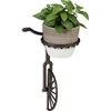 Image de 3 supports muraux pour pots de fleurs « Unicycle », en fonte, supports décoratifs pour pots de fleurs d'extérieur, résistants aux intempéries, Ø 13 cm, marron foncé