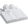 Image de Relaxdays : ange de tombe avec livre, pierre artificielle, résistant aux intempéries, au gel et aux UV, H x L x P : 10 x 20 x 20 cm, décoration funéraire, blanc