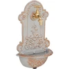 Image de Fontaine murale Relaxdays, style rétro, avec lavabo et robinet, fontaine de jardin HBT 36 x 22 x 10,5 cm, fonte, doré/gris