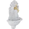 Image de Relaxdays - Fontaine Mural Style Antique,robinet, Evier De Jardin, Fonte Aluminium, Hlp 40 X 24,5cm X 13 Cm, Blanc