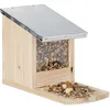 Image de Mangeoire Pour Écureuil, Mangeoire En Bois, Toit En Métal Étanche, À Poser, Hutte Pour Écureuil, Naturel - Relaxdays