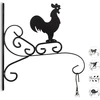 Image de Crochet à fleurs Relaxdays avec coq, support pour suspensions murales, pots et décoration de jardin, H x l x P : 30 x 28 x 2 cm, noir