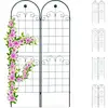 Image de Treillis Jardin Fer Set De 2 Clôture Plante Grimpante Grille Fleurs Arceau Rosier 180 X 50 Cm B, Vert Foncé - Relaxdays