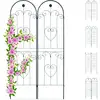 Image de Treillis Jardin Fer Set De 2 Clôture Plante Grimpante Grille Fleurs Arceau Rosier 180 X 50 Cm A, Vert Foncé - Relaxdays