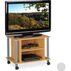 Image de Table TV Relaxdays à roulettes, 2 compartiments, support pour téléviseur, table TV mobile, H x l x P : 45 x 60 x 40 cm, aspect bois