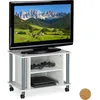 Image de Relaxdays - Meuble Tv Sur Roues, Compartiments, Étagère Pour Téléviseur, Buffet À Roues Pour Téléviseur, Hxlxp 45x60x40cm