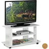 Image de Relaxdays - Meuble Tv Sur Roulettes, 2 Compartiments, Console Tv, Receiver, Table Tv Sur Roulettes Hlp 45 X80x40cm, Blanc