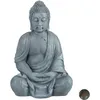Image de Statue De Buddha Figurine De Bouddha Décoration Jardin Sculpture Polyrésine Zen 70 Cm, Gris Clair - Relaxdays