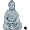 Image de Statue De Buddha Figurine De Bouddha Décoration Jardin Sculpture Céramique Zen 50 Cm, Gris Clair - Relaxdays