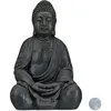 Image de Statue De Buddha Figurine De Bouddha Décoration Jardin Sculpture Céramique Zen 50 Cm, Gris Foncé - Relaxdays