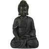 Image de Statue Bouddha Position Assise 18cm, Objet Décoration Salon Et Salle De Bain, Résiste L´humidité, Gris Foncé - Relaxdays