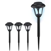 Image de Lot de 4 lampes solaires Relaxdays, lampes solaires à LED avec piquet, H x P : 39 x 11 cm, éclairage de jardin moderne, pour l'extérieur, noir