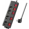 Image de LogiLinkLPS251 LogiLink multiprise, 4x avec 5 interrupteurs, noir