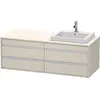 Image de Duravit Ketho Meuble sous-vasque sur console suspendu, 1400x496x550 mm, 4 tiroirs, pour lavabo à encastrer, position à droite, KT6757R9191