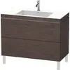 Image de Duravit L-Cube c-bonded Ensemble vertical, 2 tiroirs, sans trop-plein, 1 trou pour robinet, 1000x698x480mm, LC6938O7272