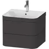 Image de Duravit Happy D.2 Plus c-bonded Set suspendu, 575x490mm, 2 tiroirs, 1 trou de robinetterie, HP4635O8080