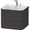 Image de Duravit Happy D.2 Plus c-bonded Set suspendu, 575x490mm, 2 tiroirs, 2 trous pour robinetterie, HP4635E8080