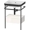 Image de Duravit Happy D.2 Plus c-bonded Set avec console métallique et tiroir, 575x490mm, sans trou pour robinetterie, HP4740N2222