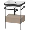 Image de Duravit Happy D.2 Plus c-bonded Set avec console métallique et tiroir, 575x490mm, sans trou pour robinetterie, HP4740N7575