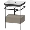 Image de Duravit Happy D.2 Plus c-bonded Set avec console métallique et tiroir, 575x490mm, sans trou pour robinetterie, HP4740N9292