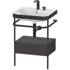 Image de Duravit Happy D.2 Plus c-bonded Set avec console métallique et tiroir, 575x490mm, 2 trous pour robinetterie, HP4740E8080