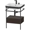 Image de Duravit Happy D.2 Plus c-bonded Set avec console métallique et tiroir, 575x490mm, 2 trous pour robinetterie, HP4740E6969