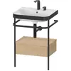 Image de Duravit Happy D.2 Plus c-bonded Set avec console métallique et tiroir, 575x490mm, 2 trous pour robinetterie, HP4740E7171