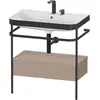 Image de Duravit Happy D.2 Plus c-bonded Set avec console métallique et tiroir, 775x490mm, 2 trous pour robinetterie, HP4742E7575