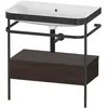 Image de Duravit Happy D.2 Plus c-bonded Set avec console métallique et tiroir, 775x490mm, sans trou pour robinetterie, HP4742N6969