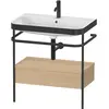 Image de Duravit Happy D.2 Plus c-bonded Set avec console métallique et tiroir, 775x490mm, 1 trou pour robinetterie, HP4742O7171