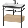 Image de Duravit Happy D.2 Plus c-bonded Set avec console métallique et tiroir, 775x490mm, 2 trous pour robinetterie, HP4742E7171