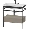 Image de Duravit Happy D.2 Plus c-bonded Set avec console métallique et tiroir, 775x490mm, 2 trous pour robinetterie, HP4742E9292