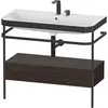 Image de Duravit Happy D.2 Plus c-bonded Set avec console métallique et tiroir, 975x490mm, 2 trous pour robinetterie, HP4743E6969